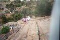 Team climbing mountain