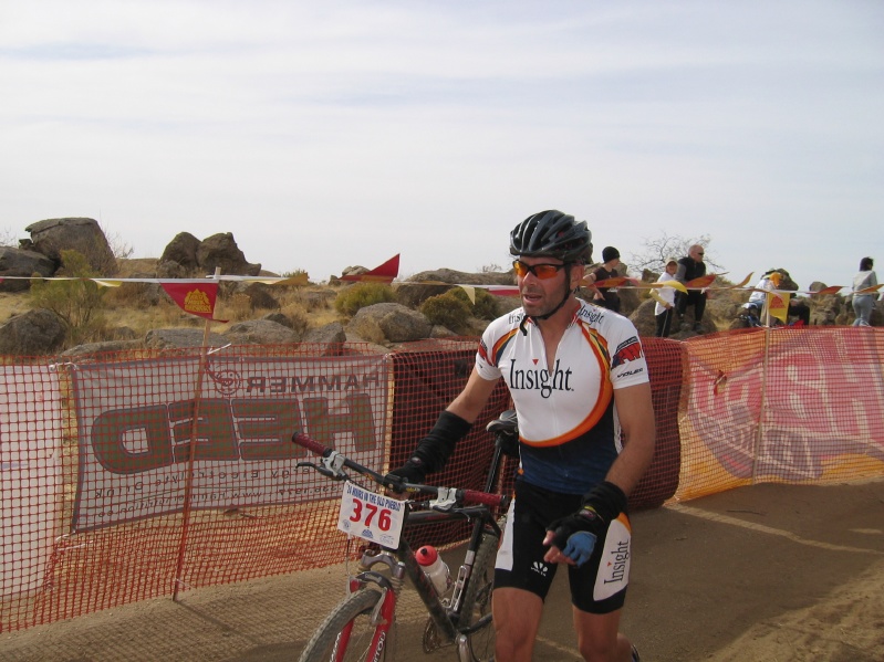 John finishing his first lap