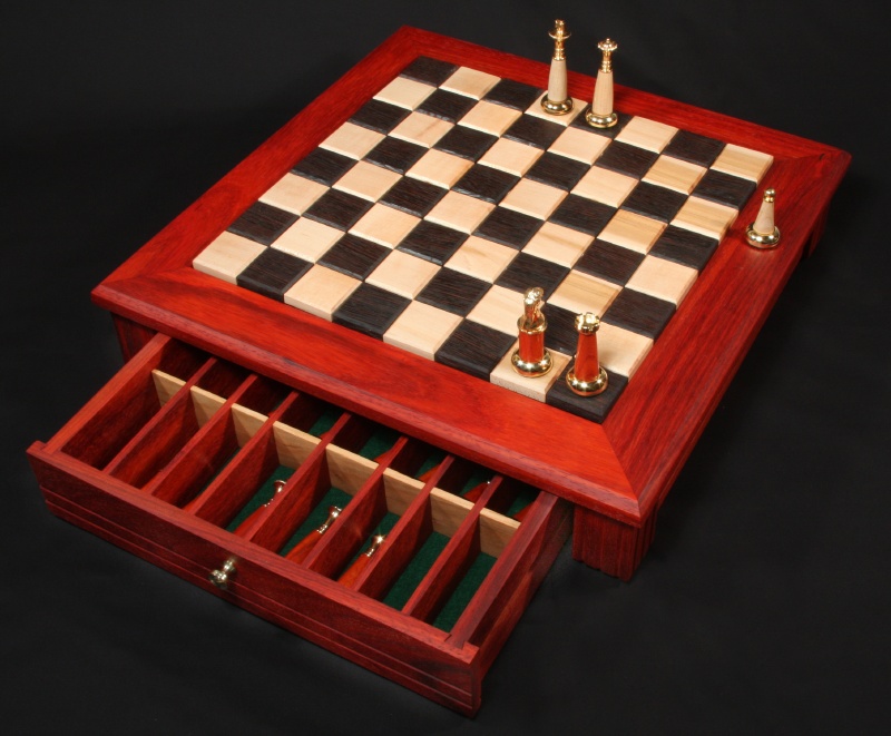 Completed Chess Set - Pieces Maple & Padauk